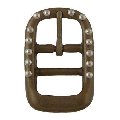 Malleable Iron Antique Brown Halter Buckle with SS Dots