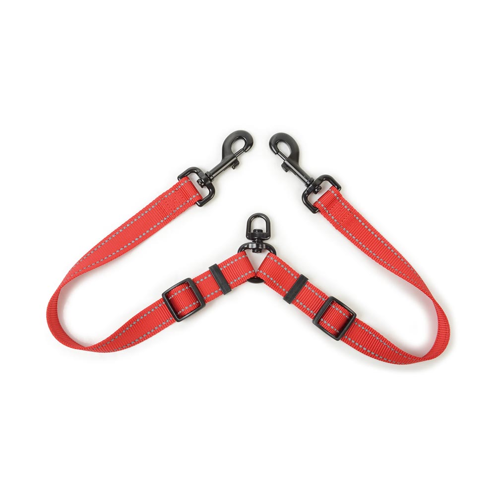 Reflective Nylon Twin Leash for Walking Two Dogs